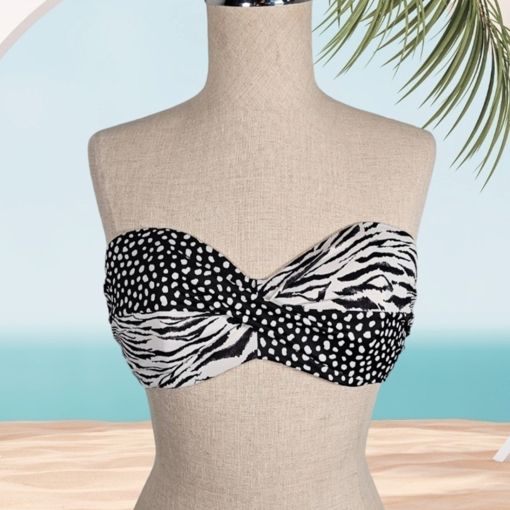 Victoria's Secret Strapless Swim Bra Black and White 34D